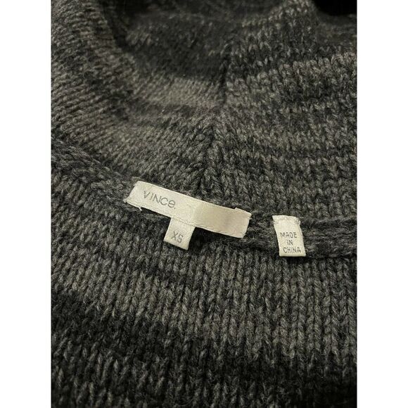 VINCE Women's Overcoat Hooded Alpaca Cashmere Wool Blend Gray Knitted Size XS‎ - Picture 7 of 8